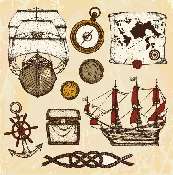 free vector Ancient nautical theme vector